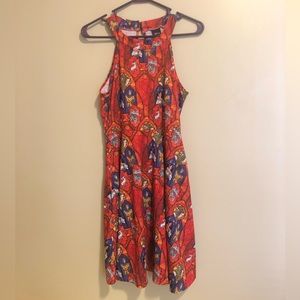 Disney Hunchback of Notre Dame Stained Glass Print Halter Neck Dress